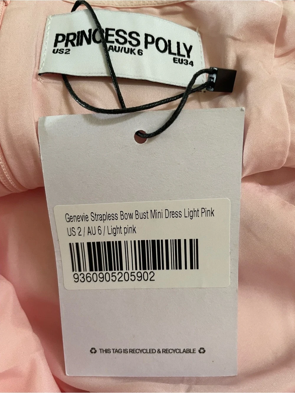 Princess Polly Genevie Bow Strapless Minidress Pink Sz 2 NWT - Picture 6 of 6